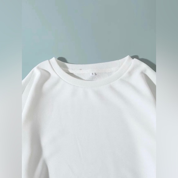 Causal Crew Neck Pullover Sweatshirts Solid Black or White - Picture 4 of 11